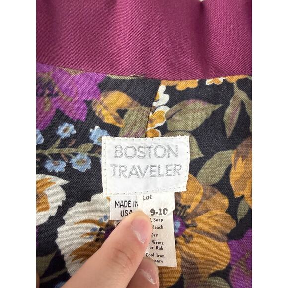 Boston Traveler Size 9-10 Career Notched Floral Lined Blazer Jacket Purple - Picture 5 of 7
